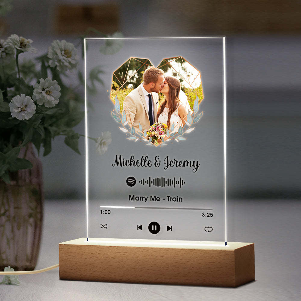 Custom Spotify Plaque Acrylic Music Keychain & Nightlight Heart-shaped Photo of Your Own Gift for Couple - soufeelmy