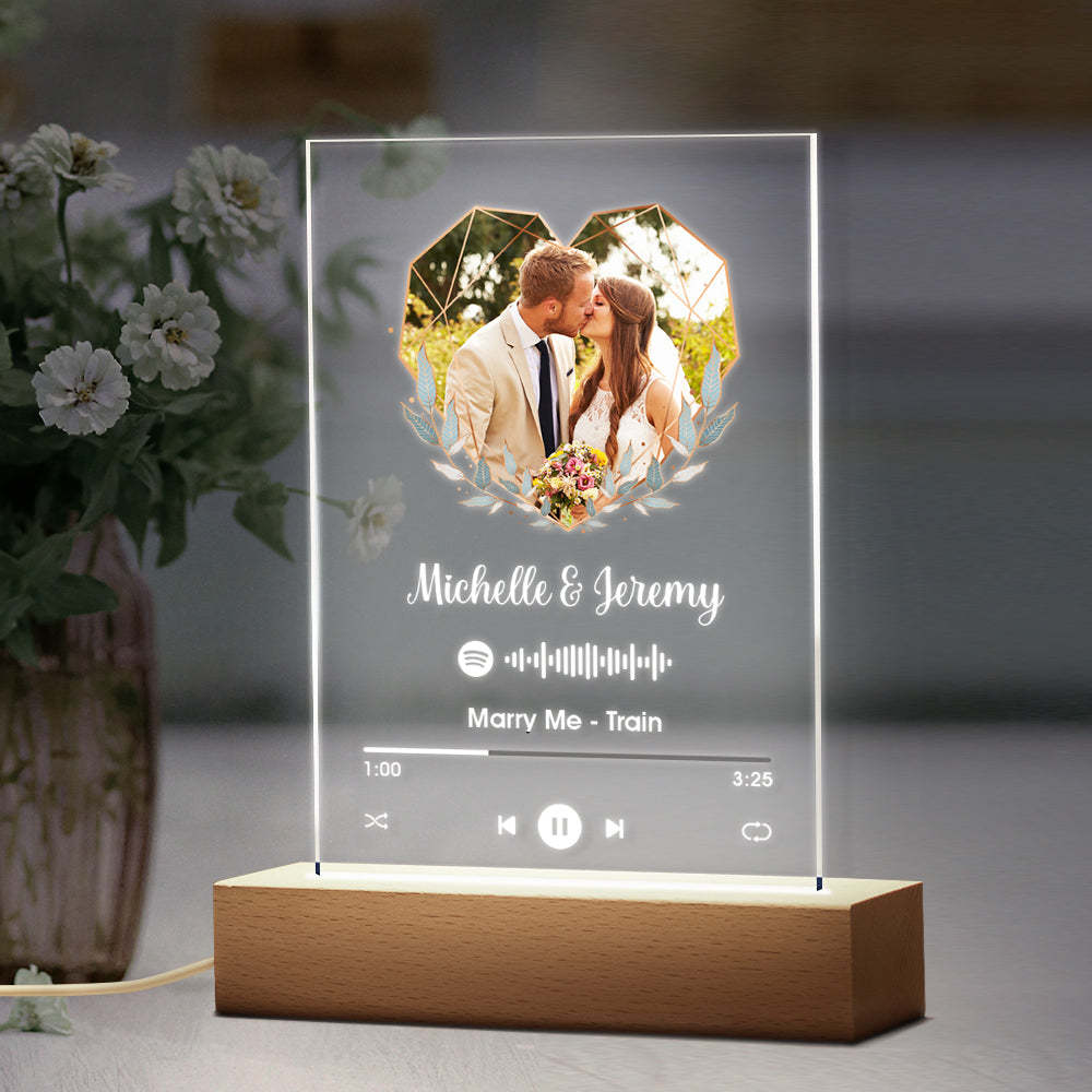 Custom Spotify Plaque Acrylic Music Keychain & Nightlight Heart-shaped Photo of Your Own Gift for Couple - soufeelmy