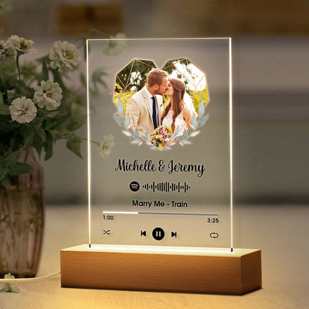 Custom Spotify Plaque Acrylic Music Keychain & Nightlight Heart-shaped Photo of Your Own Gift for Couple - soufeelmy