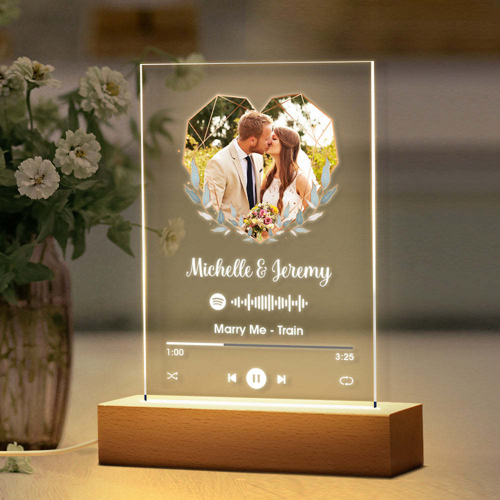 Custom Spotify Plaque Acrylic Music Keychain & Nightlight Heart-shaped Photo of Your Own Gift for Couple - soufeelmy