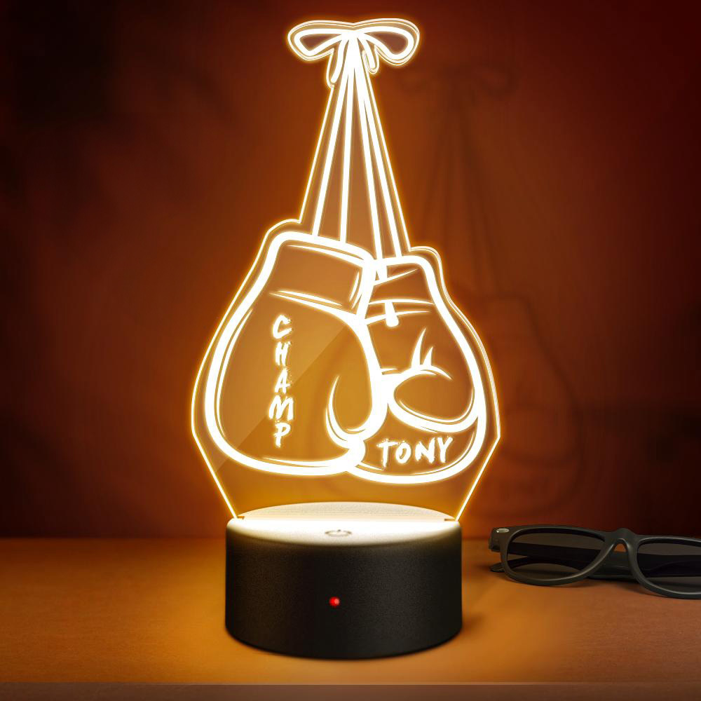 Custom Engraved Night Light Personalized Acrylic Plaque Boxing Gloves Sign Father's Day Gift