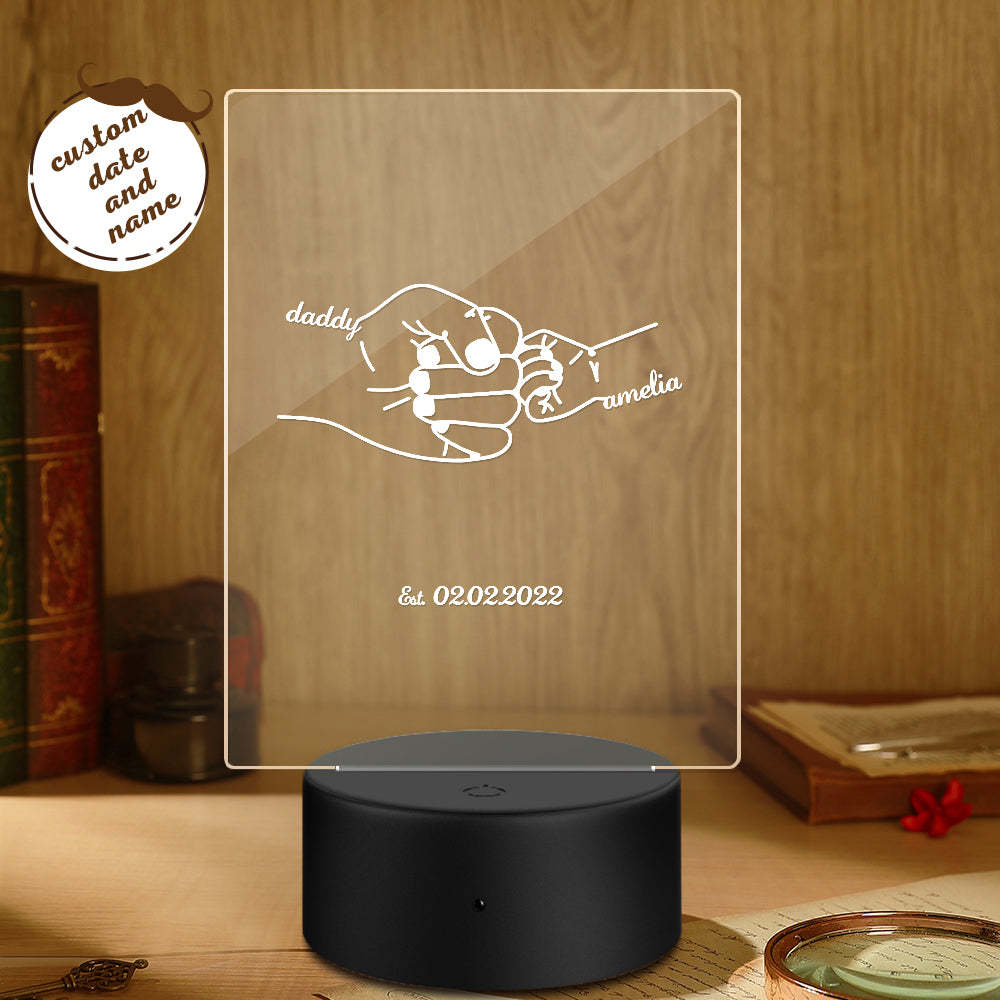 Custom Name and Date Father's Day Gift Night Light for Dad - soufeelmy