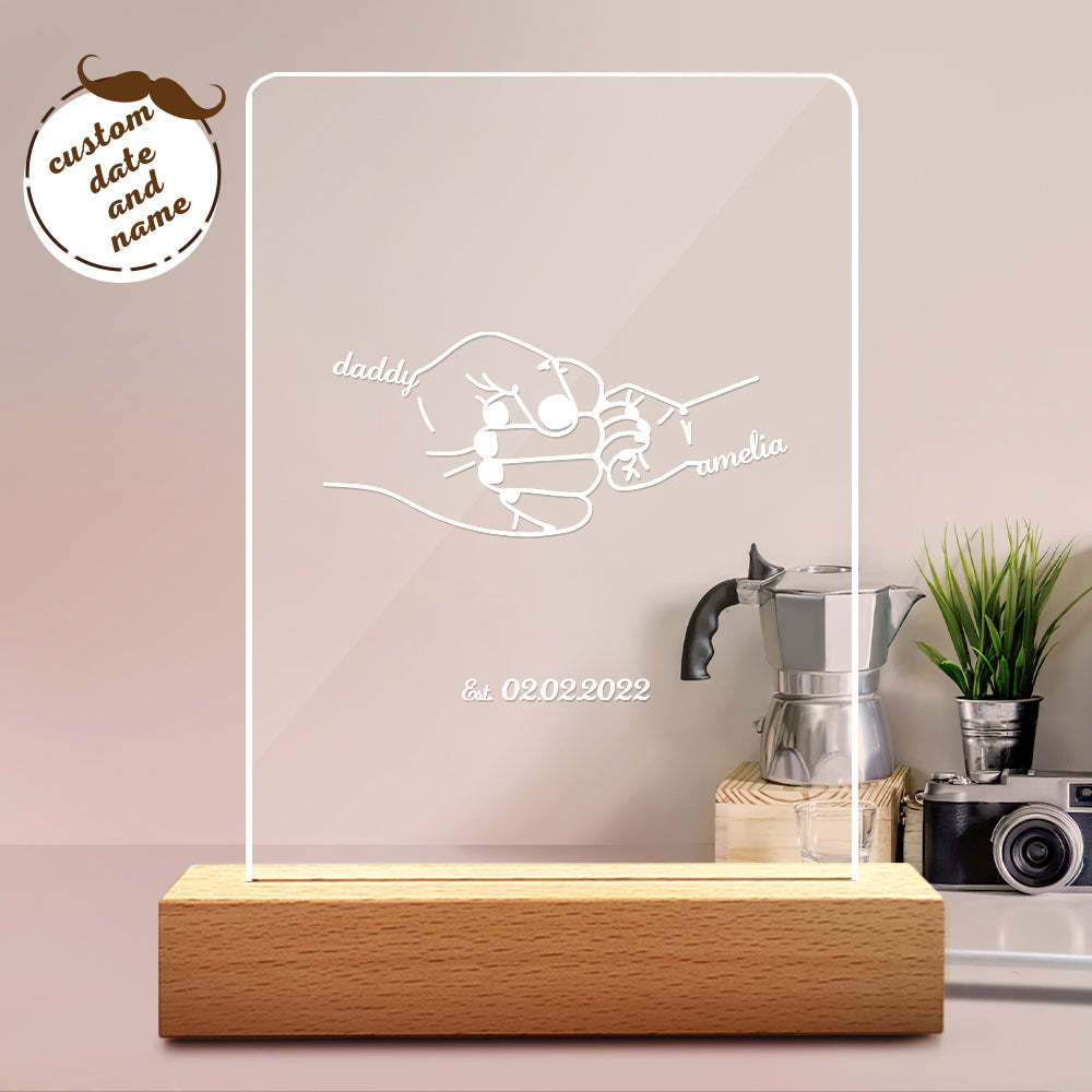 Custom Name and Date Father's Day Gift Night Light for Dad - soufeelmy