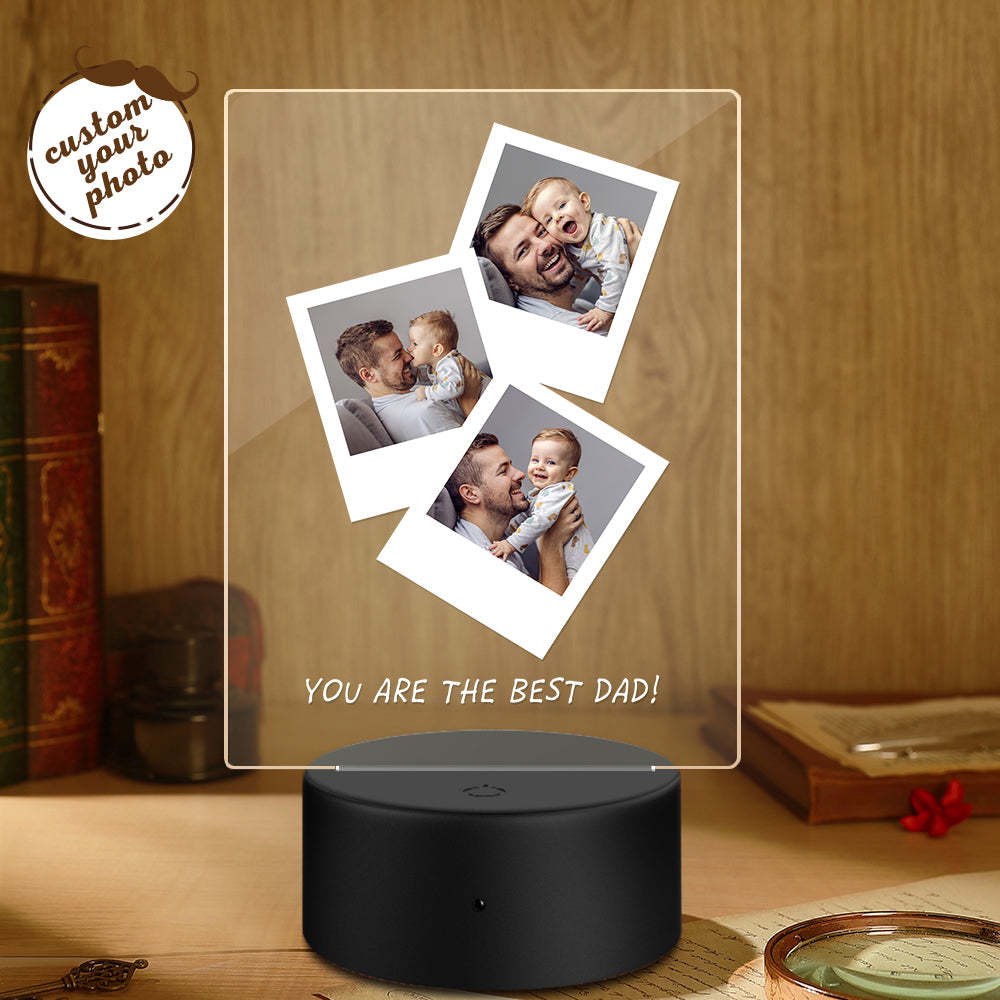 Father's Day Gift Custom Photo Wooden Base Night Light for Dad - soufeelmy
