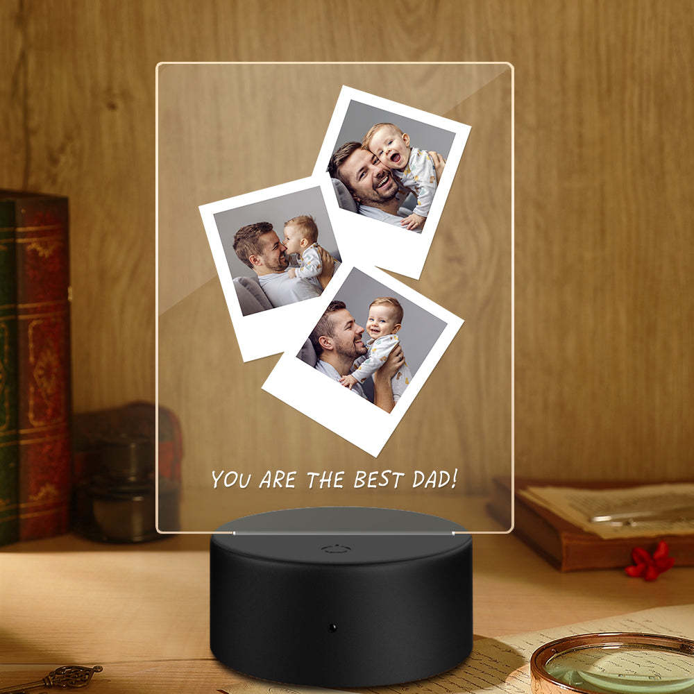 Father's Day Gift Custom Photo Wooden Base Night Light for Dad - soufeelmy