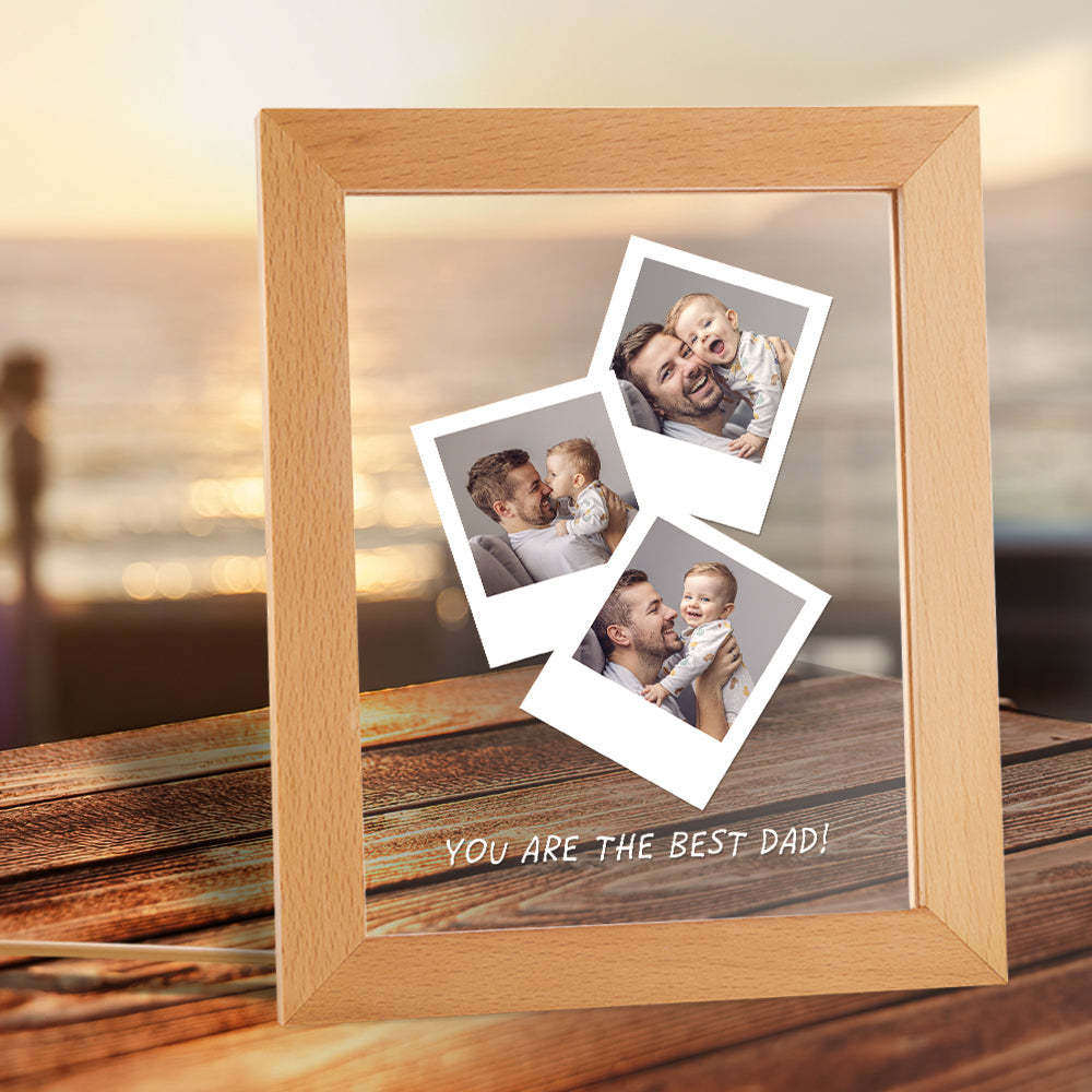 Father's Day Gift Custom Photo Wooden Base Night Light for Dad - soufeelmy