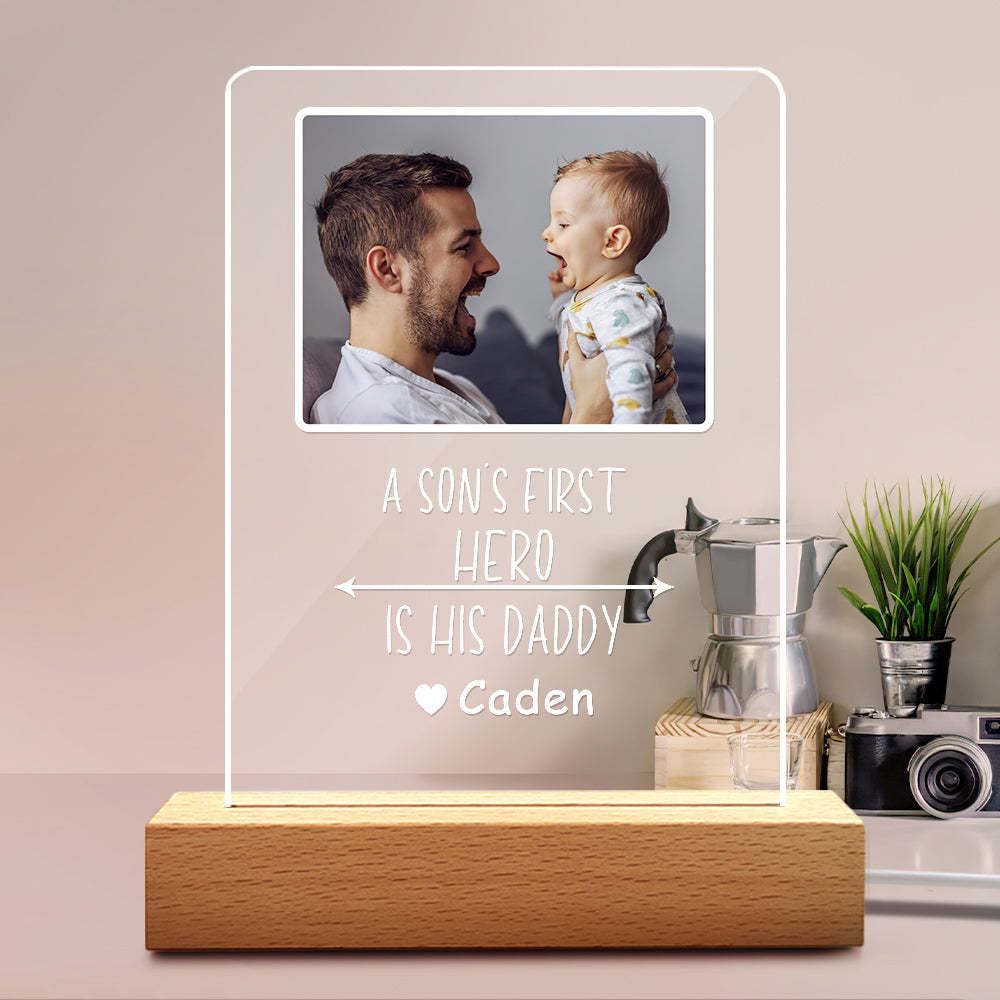 Custom Name and Photo Plastic Base Night Light Father's Day Gift - soufeelmy
