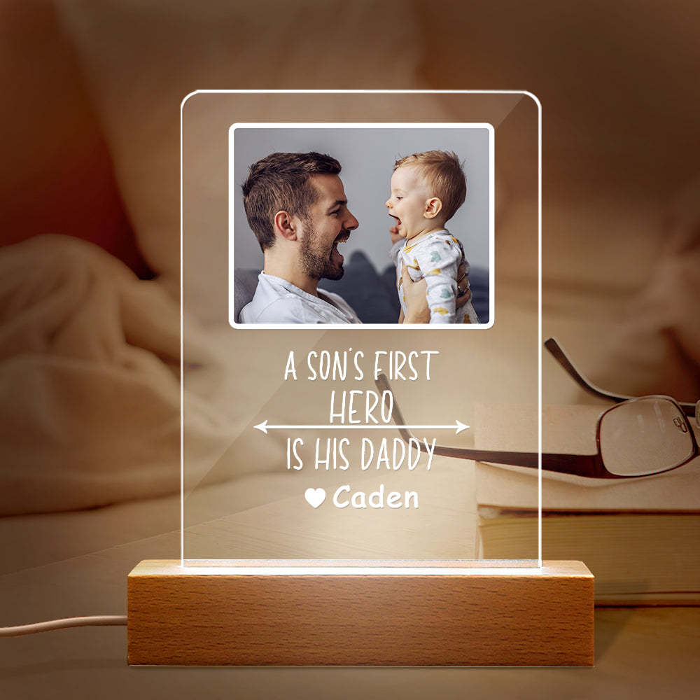 Custom Name and Photo Plastic Base Night Light Father's Day Gift - soufeelmy