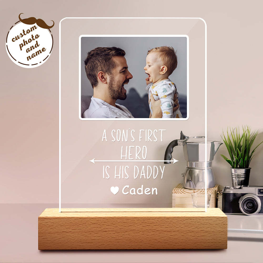 Custom Name and Photo Plastic Base Night Light Father's Day Gift - soufeelmy
