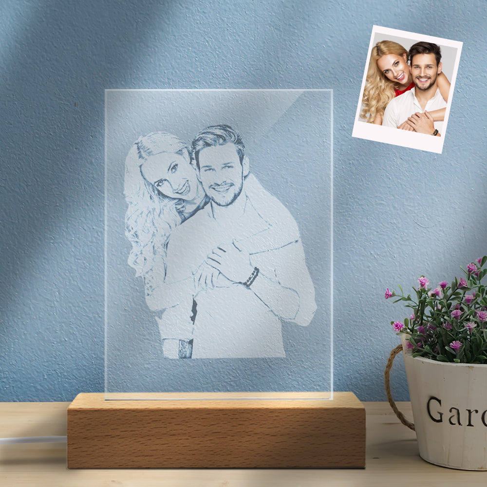 Custom Photo Lamp Personalized Glass Led Night Lamp for Wedding Gift - soufeelmy
