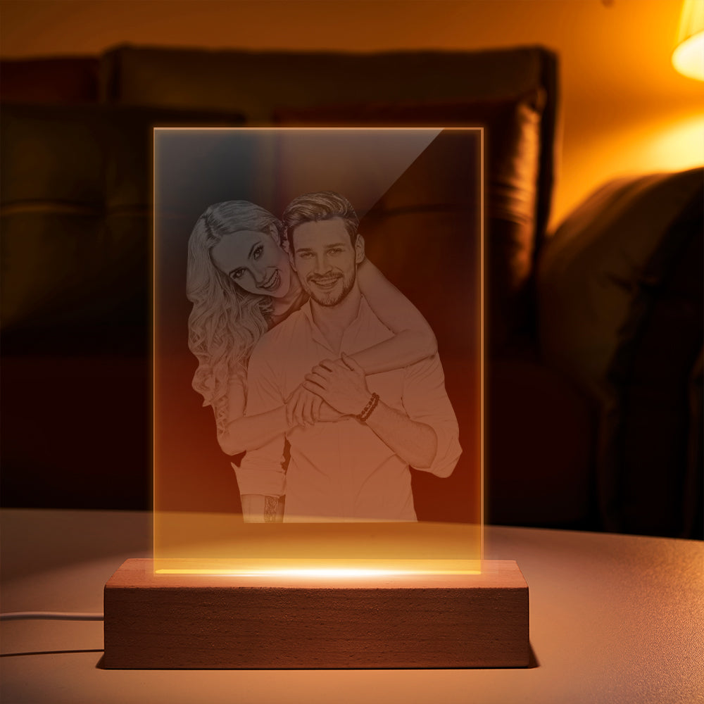 Custom Photo Lamp Personalized Glass Led Night Lamp for Wedding Gift - soufeelmy