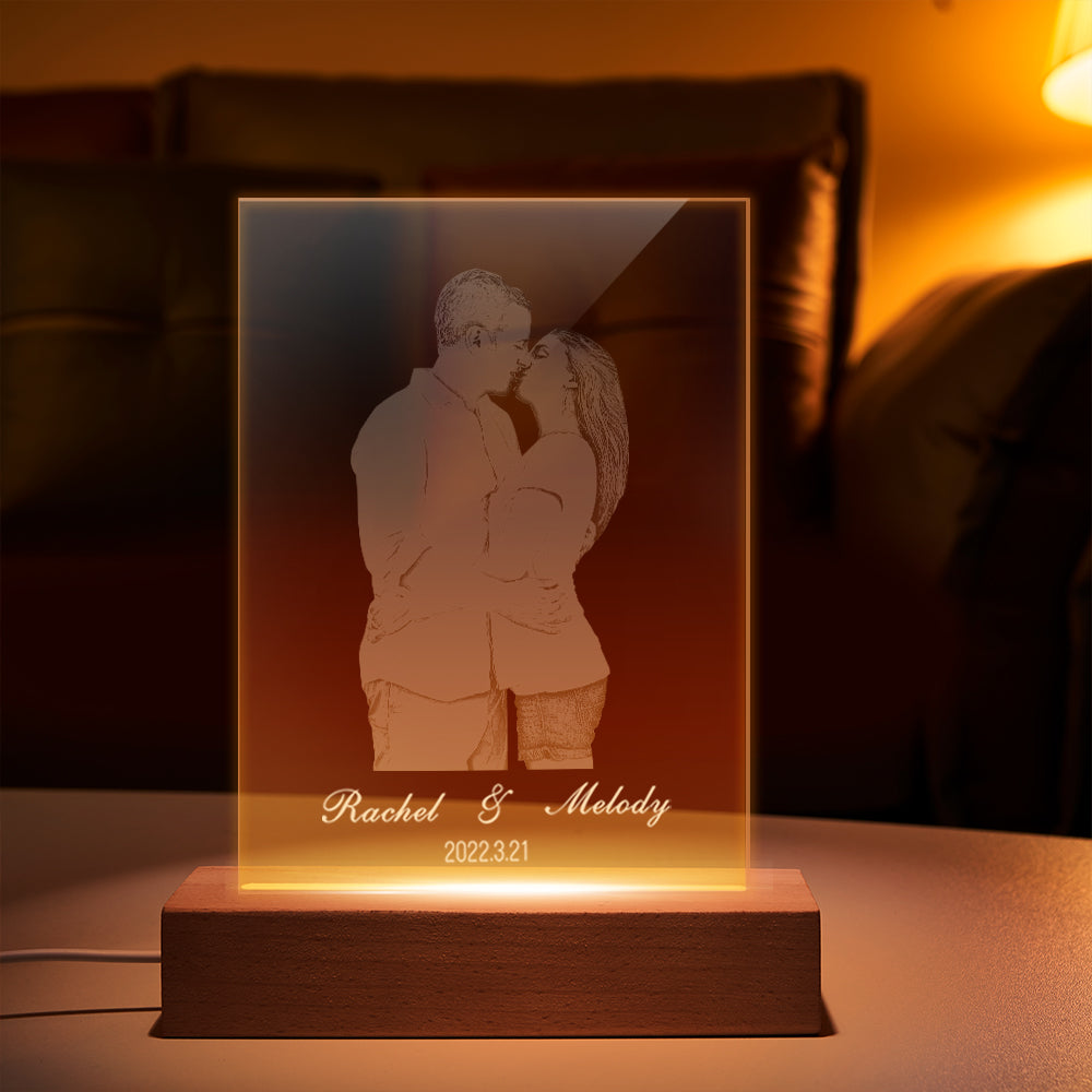 Custom Photo Lamp Personalized Glass Led Night Lamp for Anniversary Gift - soufeelmy