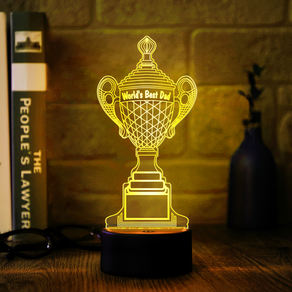 Personalized Trophy Lamp With Custom Text Color Night Light Bedroom Decor Father's Day Gifts - soufeelmy