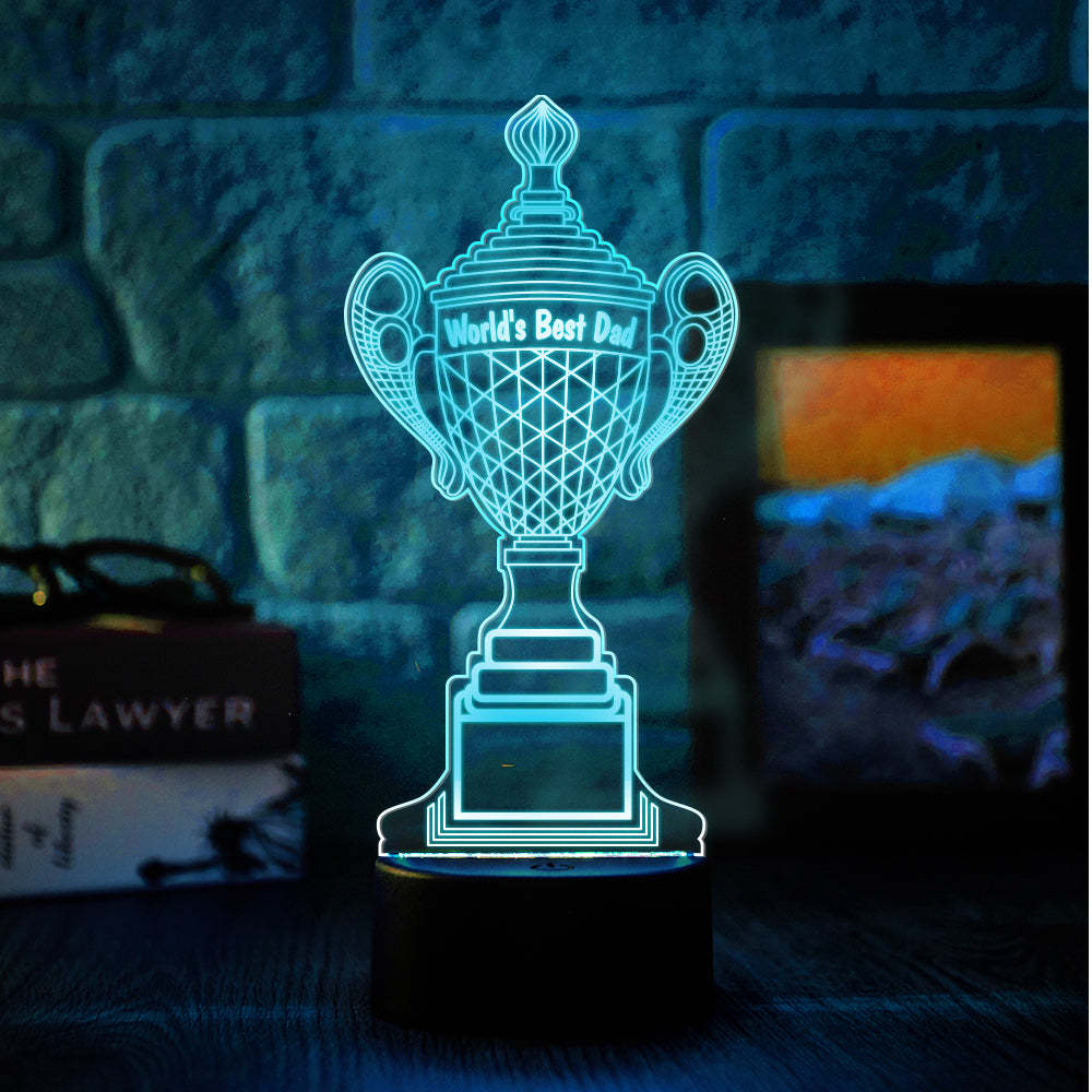 Personalized Trophy Lamp With Custom Text Color Night Light Bedroom Decor Father's Day Gifts - soufeelmy