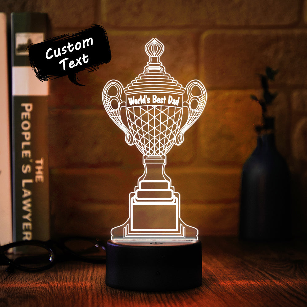 Personalized Trophy Lamp With Custom Text Color Night Light Bedroom Decor Father's Day Gifts - soufeelmy