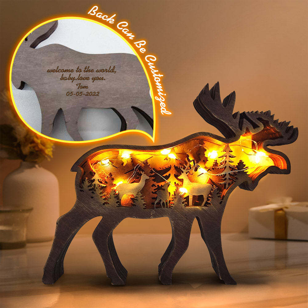 Custom Animal Wooden Statue Home Ornament Multi layer Woodland Bear Silhouette Decor for Shelf Table Wood Statue - soufeelmy