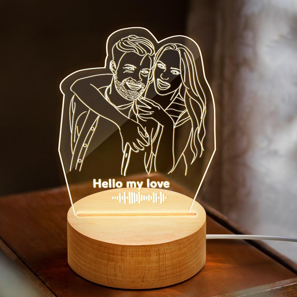 Scannable Music Code 3D Line Art Photo Lamp Custom Music Lamp Best Gift for Her - soufeelmy