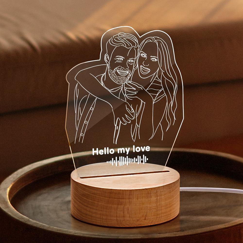 Scannable Music Code 3D Line Art Photo Lamp Custom Music Lamp Best Gift for Her - soufeelmy