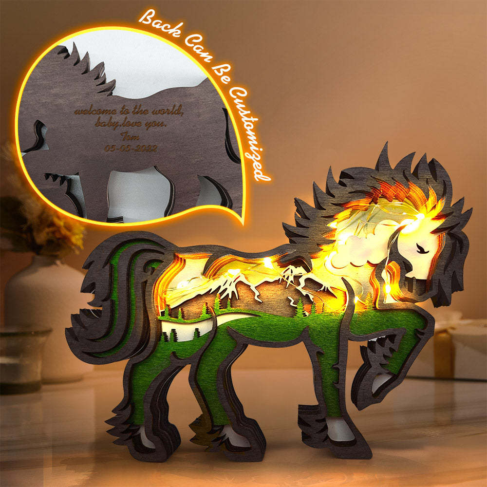 Custom Animal Wooden Statue Home Ornament Multi layer Woodland Bear Silhouette Decor for Shelf Table Wood Statue - soufeelmy