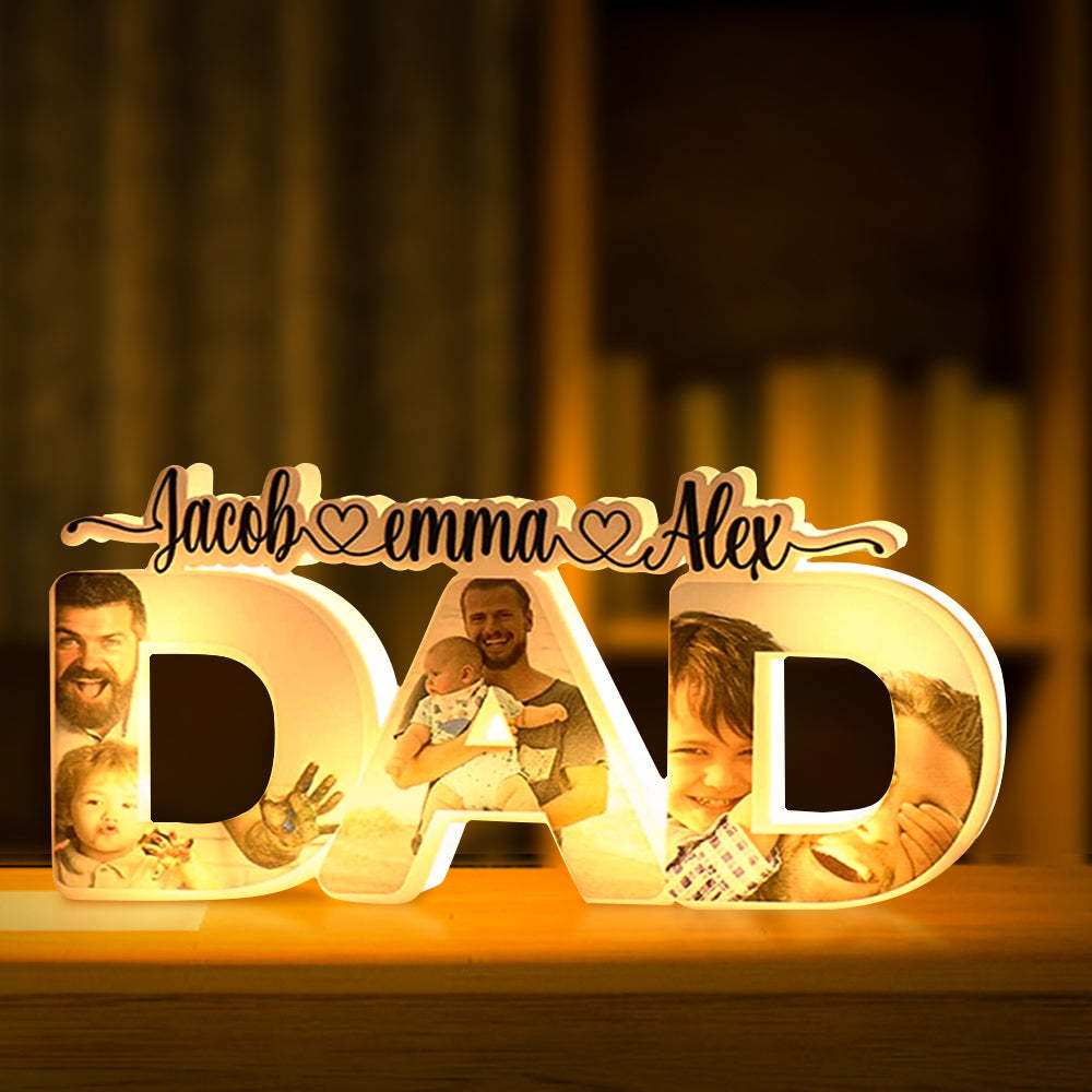 Custom Dad Photo Name Light Personalized Acrylic Family Name Lamp Desk Decoration Gift for Father - soufeelmy
