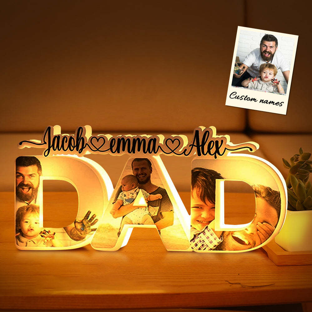 Custom Dad Photo Name Light Personalized Acrylic Family Name Lamp Desk Decoration Gift for Father - soufeelmy