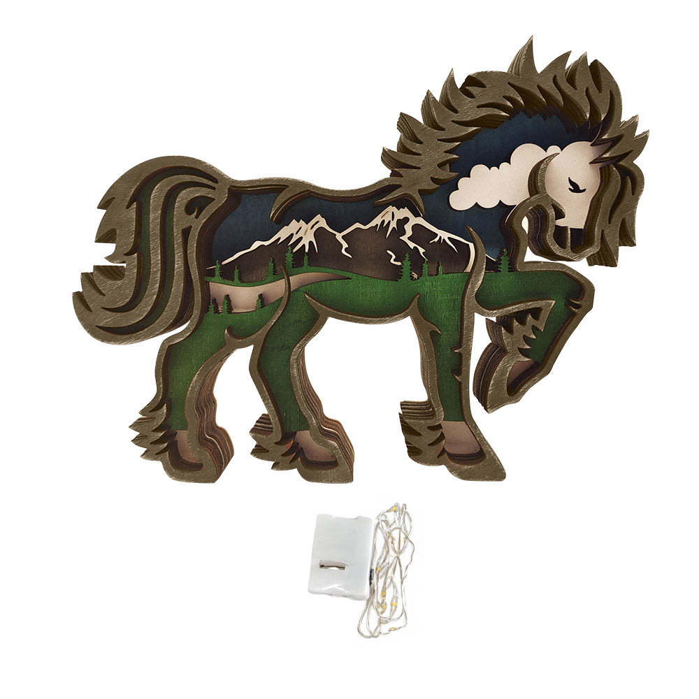 Custom Animal Wooden Statue Home Ornament Multi layer Woodland Bear Silhouette Decor for Shelf Table Wood Statue - soufeelmy