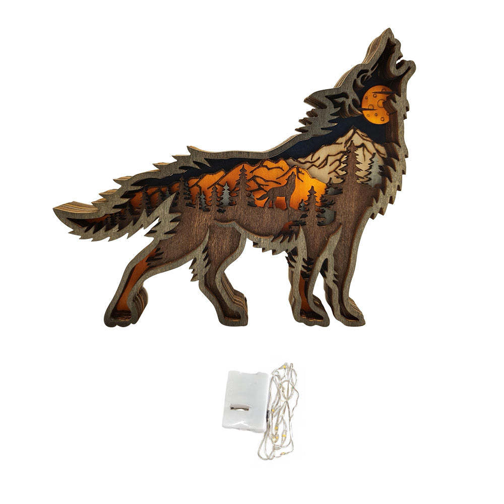 Custom Animal Wooden Statue Home Ornament Multi layer Woodland Bear Silhouette Decor for Shelf Table Wood Statue - soufeelmy