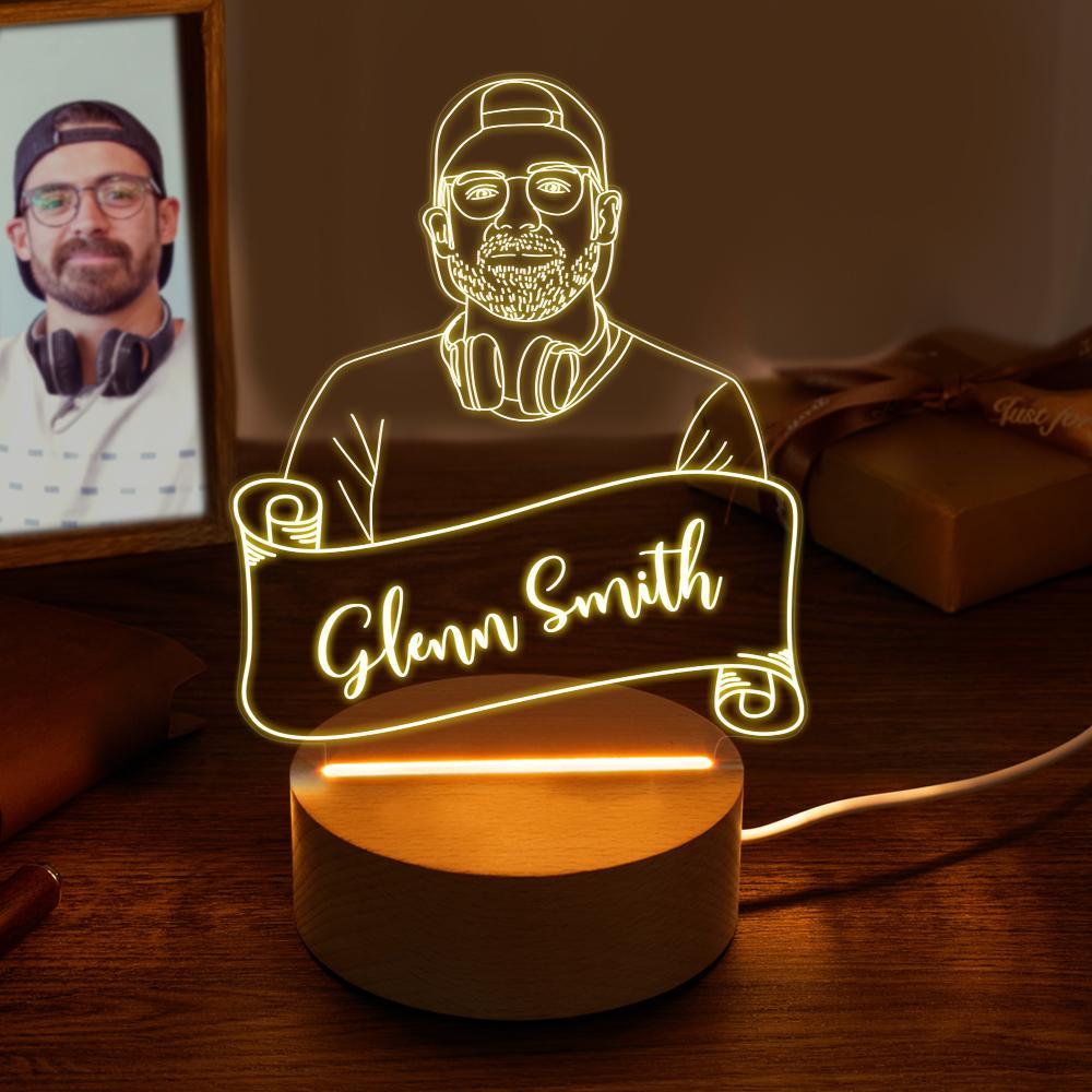 Custom Night Light 3D Portrait Photo Lamp Led for Bedroom Gift for Him - soufeelmy