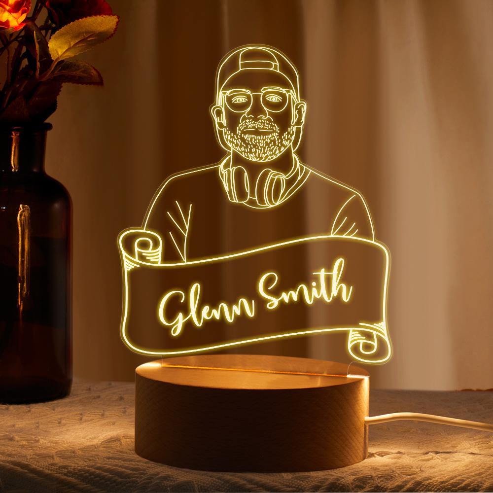 Custom Night Light 3D Portrait Photo Lamp Led for Bedroom Gift for Him - soufeelmy
