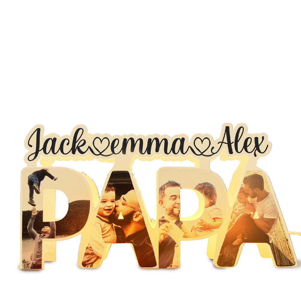 Custom Papa Photo Name Light Personalized Acrylic Family Name Lamp Desk Decoration Gift for Father - soufeelmy