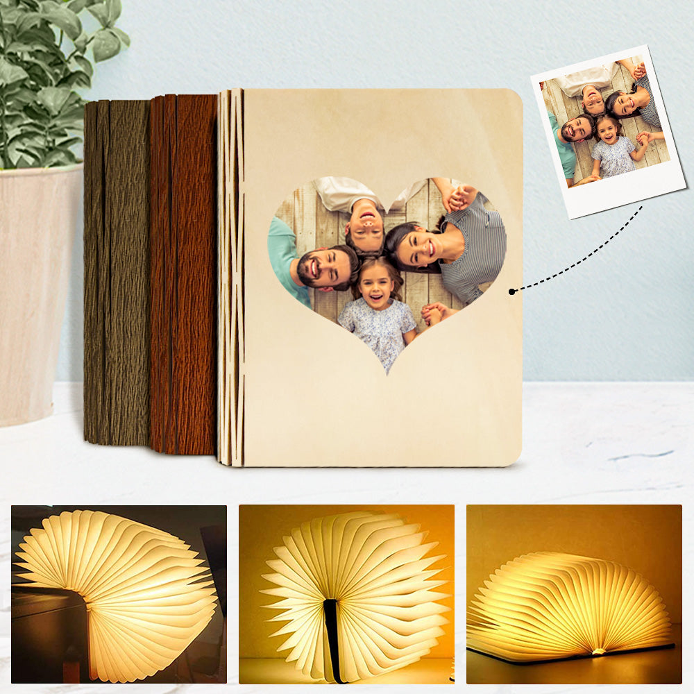 Custom Wooden Book Light Personalized 5 Colors Folding Magnetic Book Lamp Desk Night Light Gift - soufeelmy