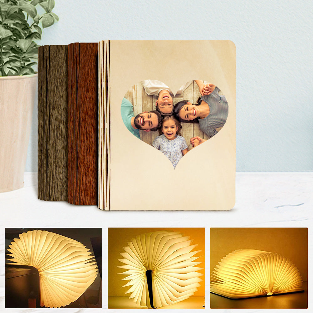Custom Wooden Book Light Personalized 5 Colors Folding Magnetic Book Lamp Desk Night Light Gift - soufeelmy
