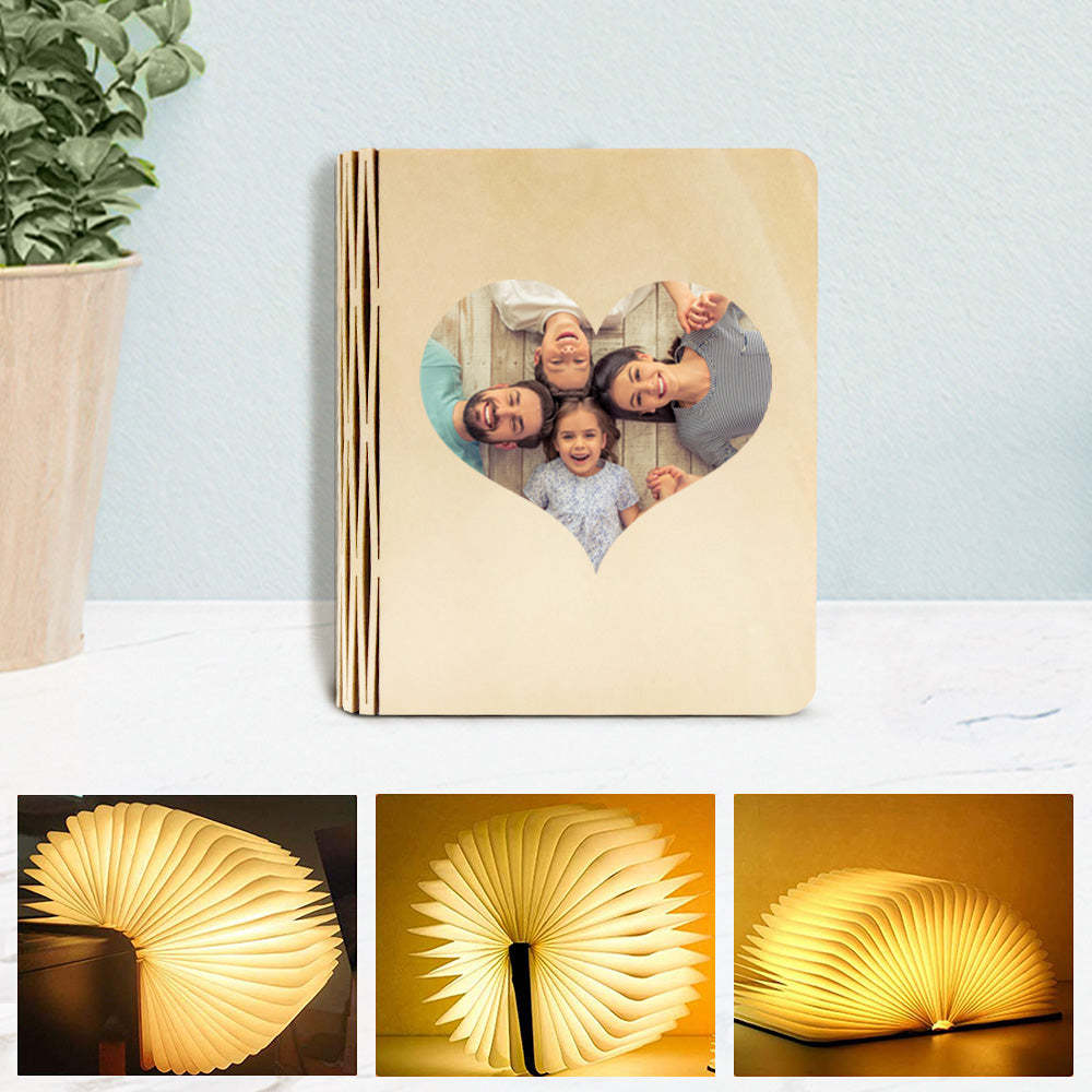 Custom Wooden Book Light Personalized 5 Colors Folding Magnetic Book Lamp Desk Night Light Gift - soufeelmy