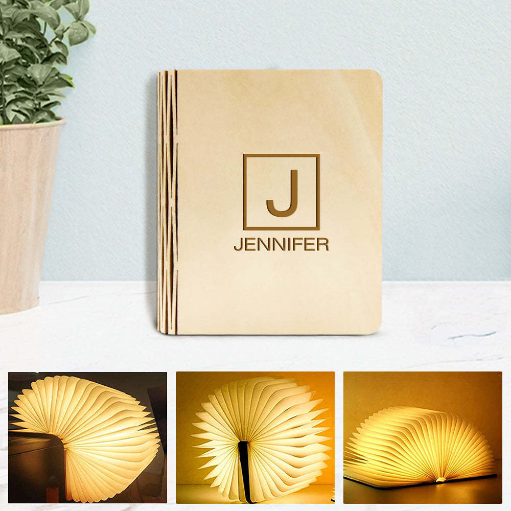 Custom Name Wooden Book Light Personalized 5 Colors Folding Magnetic Book Lamp Desk Night Light Gift - soufeelmy