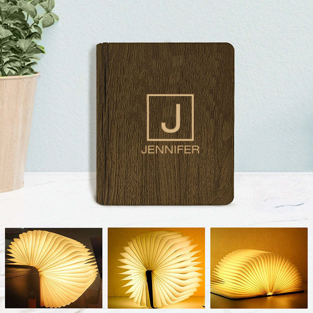 Custom Name Wooden Book Light Personalized 5 Colors Folding Magnetic Book Lamp Desk Night Light Gift - soufeelmy