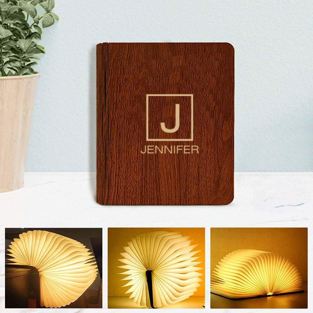 Custom Name Wooden Book Light Personalized 5 Colors Folding Magnetic Book Lamp Desk Night Light Gift - soufeelmy