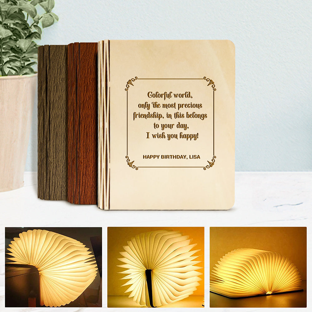 Custom Book Light Personalized Wooden 5 Colors Folding Magnetic Book Lamp Desk Night Light Gift - soufeelmy