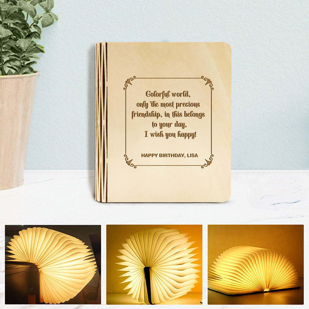 Custom Book Light Personalized Wooden 5 Colors Folding Magnetic Book Lamp Desk Night Light Gift - soufeelmy