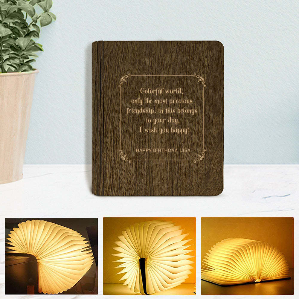 Custom Book Light Personalized Wooden 5 Colors Folding Magnetic Book Lamp Desk Night Light Gift - soufeelmy