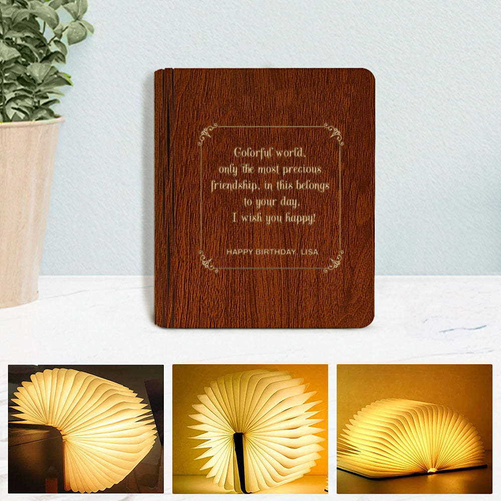 Custom Book Light Personalized Wooden 5 Colors Folding Magnetic Book Lamp Desk Night Light Gift - soufeelmy