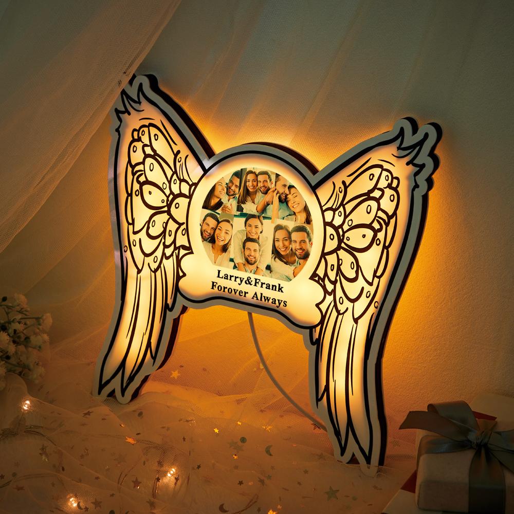 Custom Photo Engraved Night Light Angel Wings Home Gifts - soufeelmy