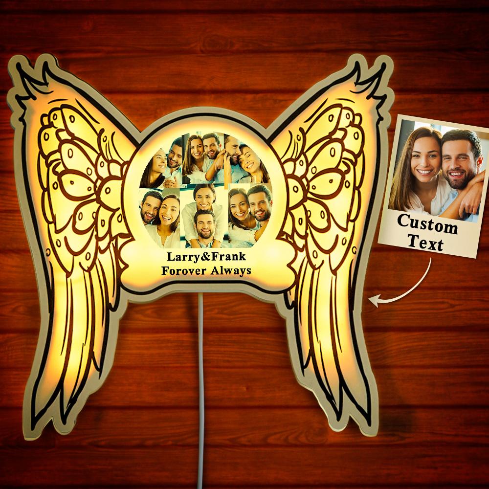 Custom Photo Engraved Night Light Angel Wings Home Gifts - soufeelmy