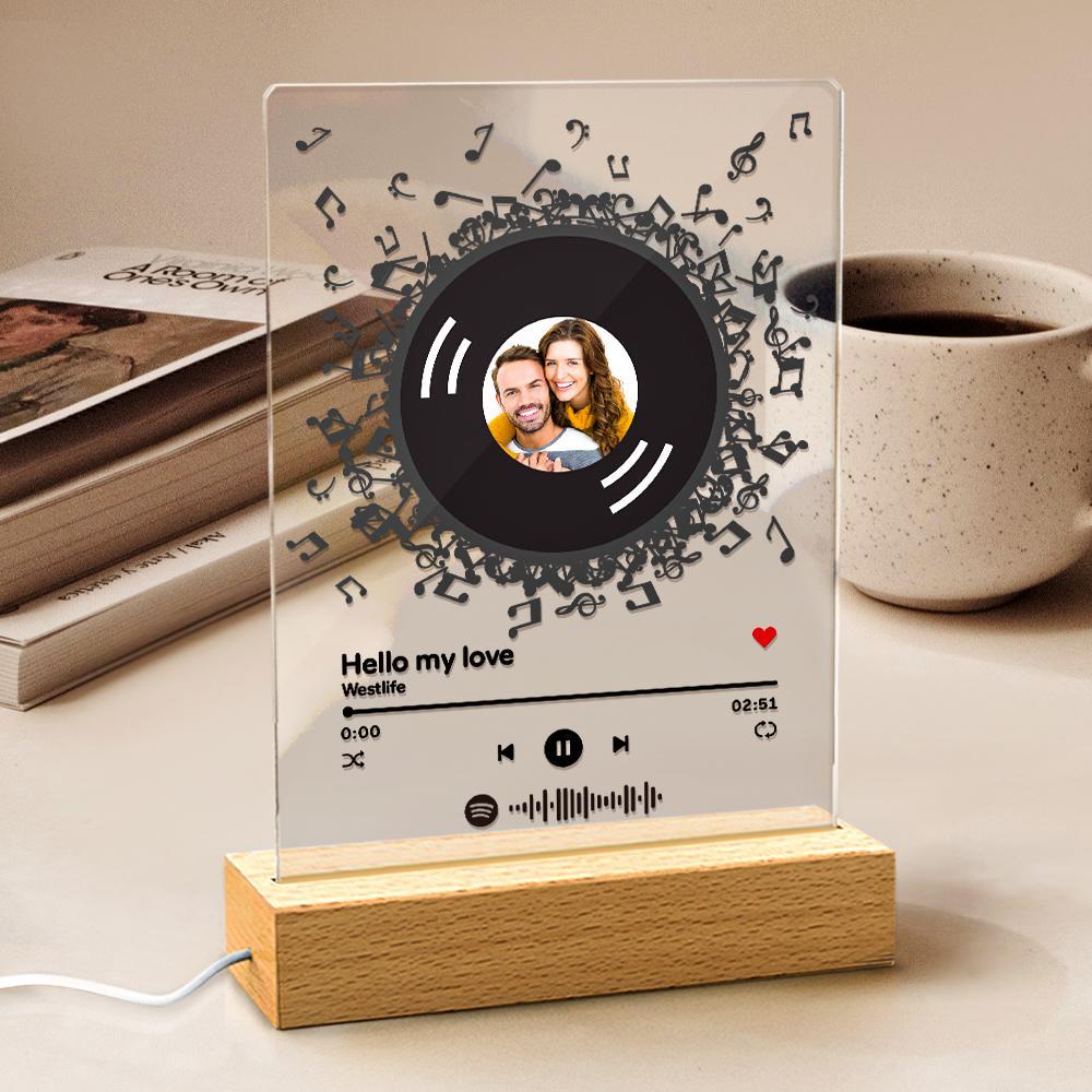 Custom Photo & Song Title Spotify Code Acrylic Music Night Light - soufeelmy