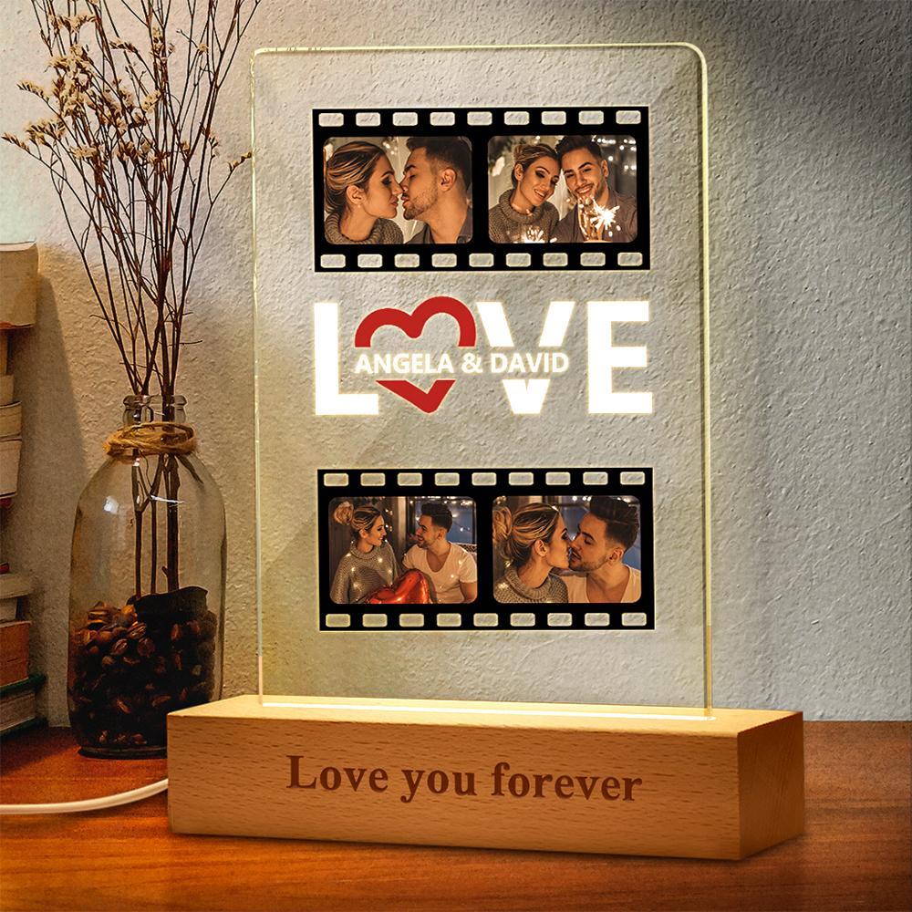 Custom Night Light Film Photo Acrylic Lights Plaque Lamp Couple Gift - soufeelmy