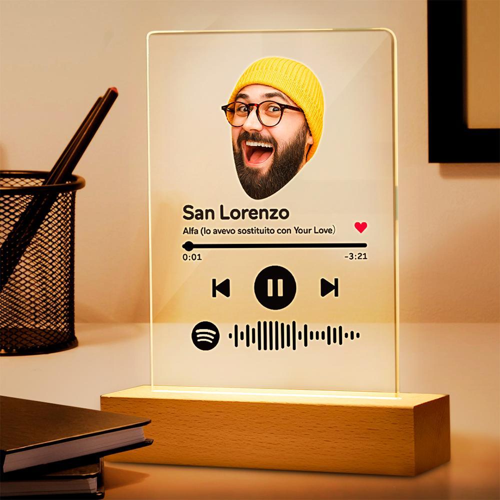 Custom Spotify Face Song Title Artist Name Joke Clear Acrylic Music Plaque Lamp - soufeelmy