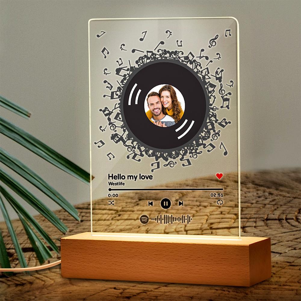 Custom Photo & Song Title Spotify Code Acrylic Music Night Light - soufeelmy