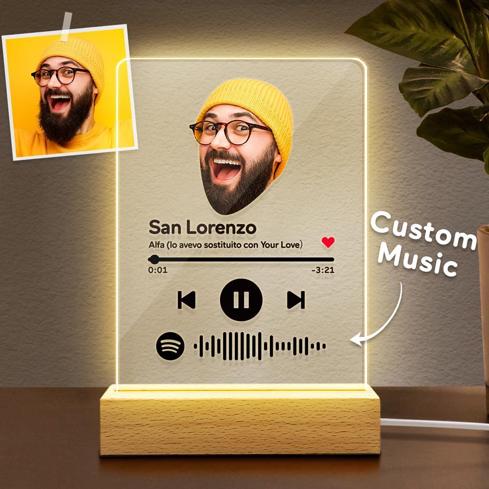 Custom Spotify Face Song Title Artist Name Joke Clear Acrylic Music Plaque Lamp - soufeelmy