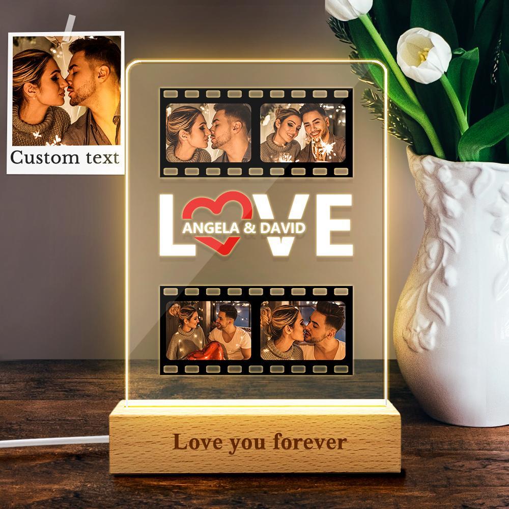 Custom Night Light Film Photo Acrylic Lights Plaque Lamp Couple Gift - soufeelmy