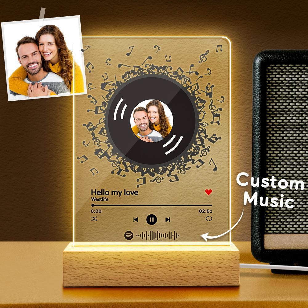 Custom Photo & Song Title Spotify Code Acrylic Music Night Light - soufeelmy