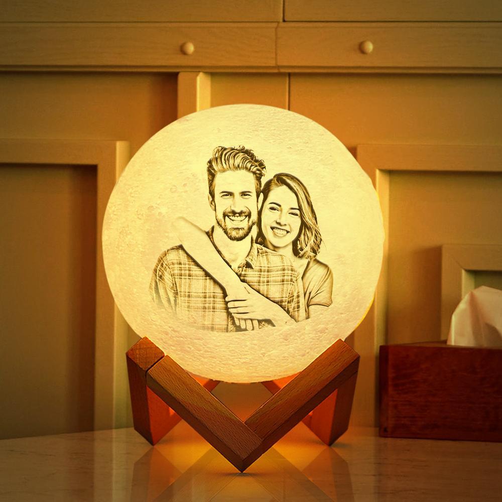 Custom Photo Moon Lamp Name 3d Light Date Anniversary Engraved Moon Lamp - Touch Two Colors 10cm-20cm Couple Gift - soufeelmy